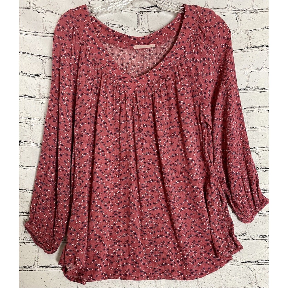 ces femme Pink Gray White Floral Small Oversized Pullover